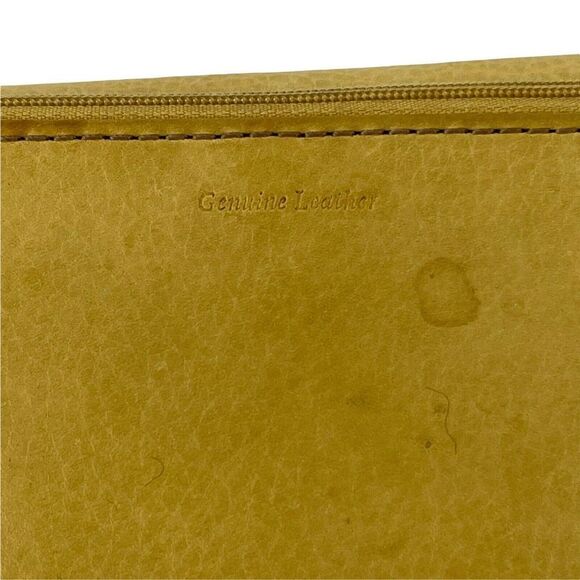 Fossil Wallet Yellow Genuine Leather Trifold Classic Checkbook Insert Pockets - Picture 8 of 10